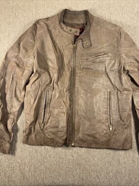 Street Legal 90s Vintage Leather Biker Jacket Full Zip Leather XL Brown 24.5x28